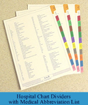 Hospital Chart Dividers with Medical Abbreviation List